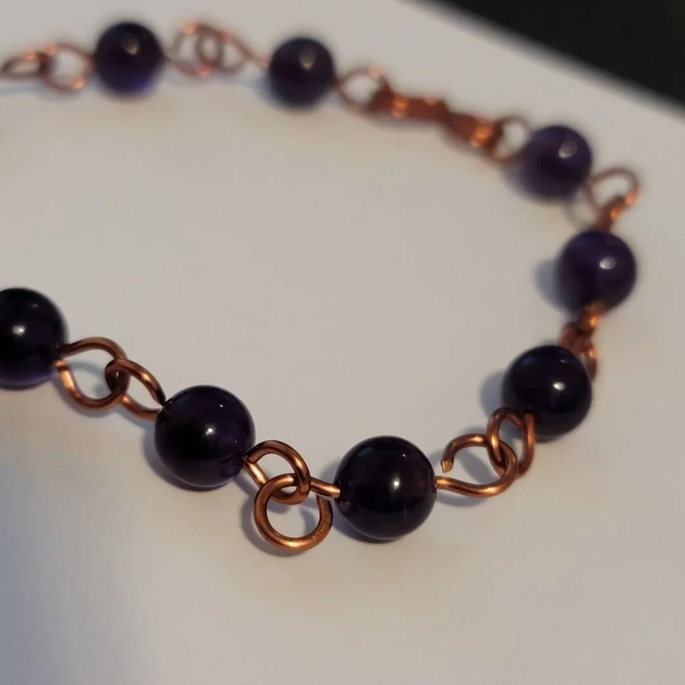 Amethyst Copper Chain Bracelet - Picture 5 of 5
